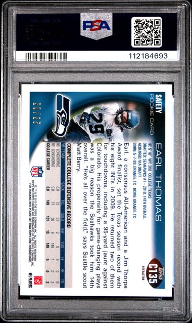 2010 Topps Chrome Earl Thomas #C135 (Red Refractor) Mint 9 back