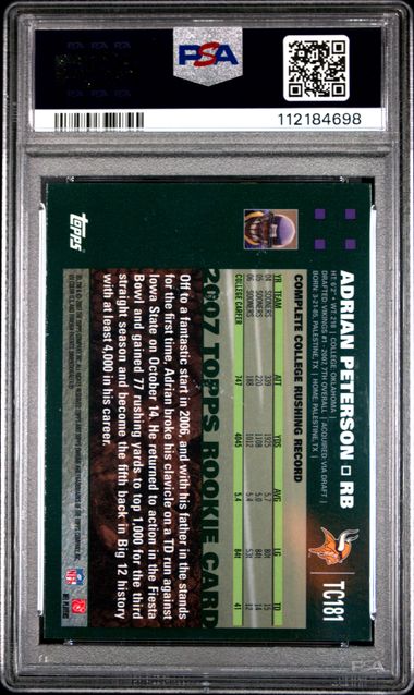 2007 Topps Chrome Adrian Peterson #Tc181 Mint 9 back