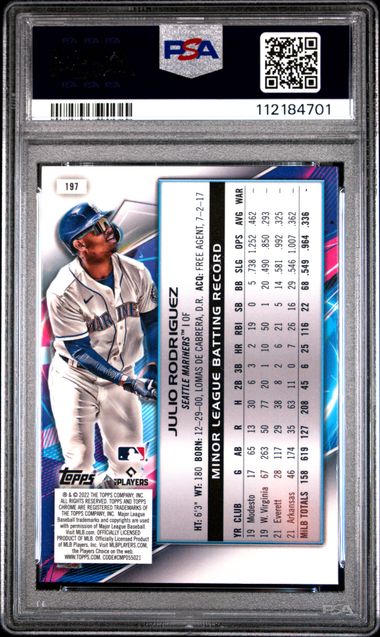 2022 Topps Cosmic Chrome Julio Rodriguez #197 Gem Mt 10 back