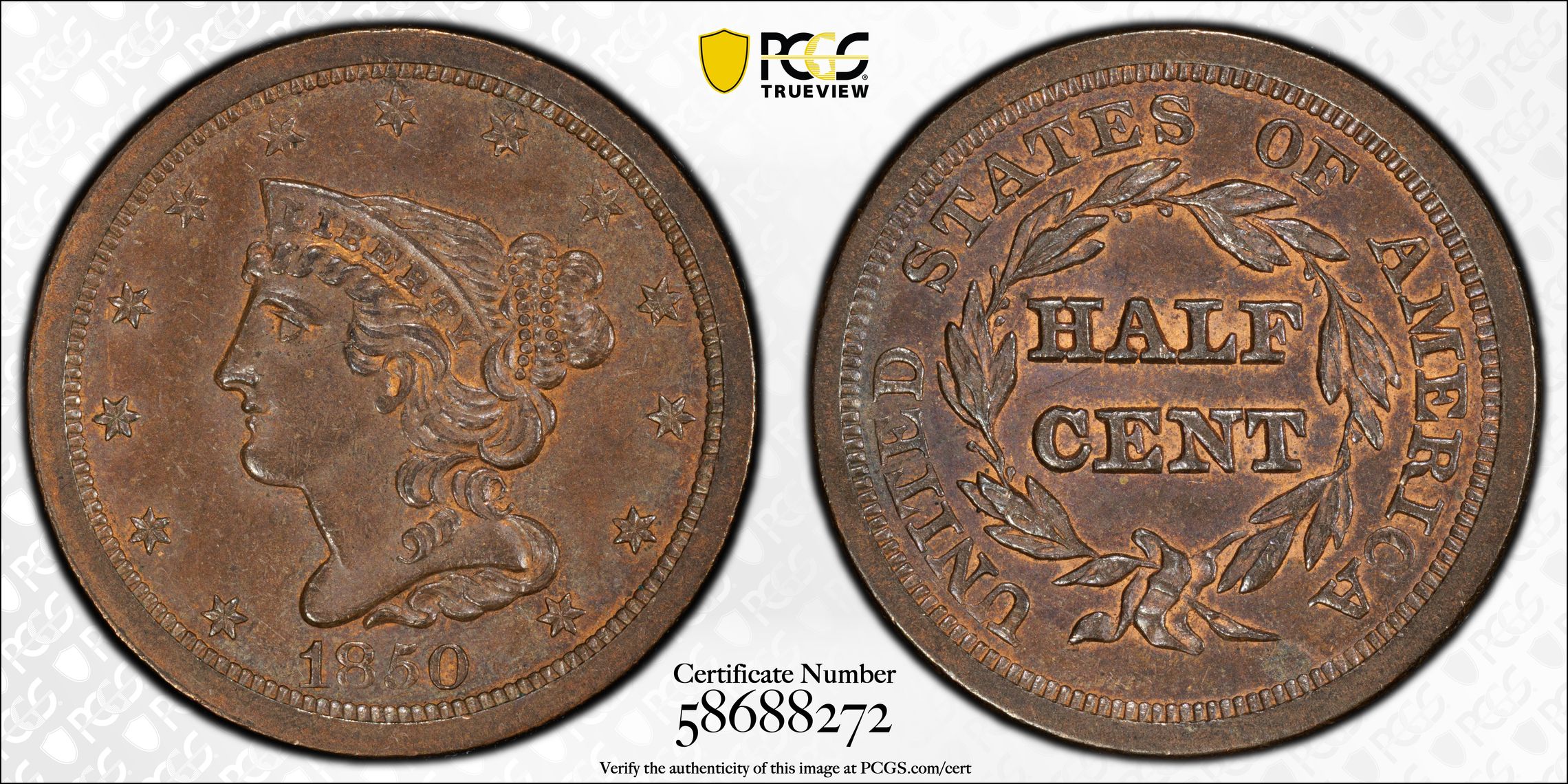 1850 P Half Cent
