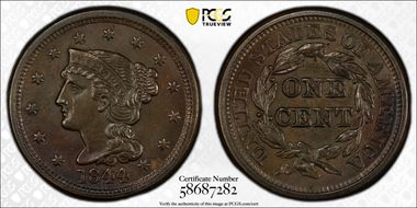 1844/81 1C Newcomb 2 MS63BN