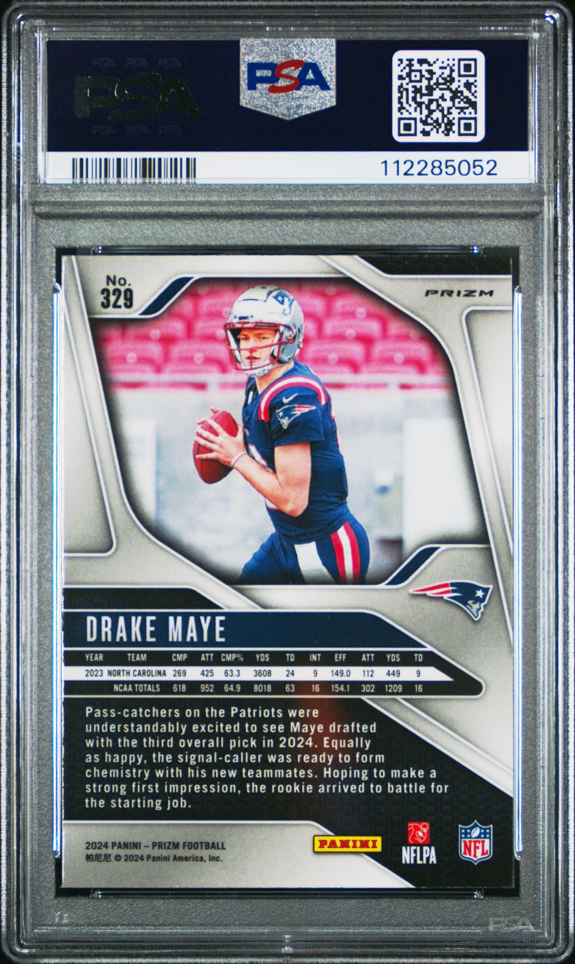 2024 Panini Prizm Drake Maye #329 (Disco Prizm) Gem Mt 10 back
