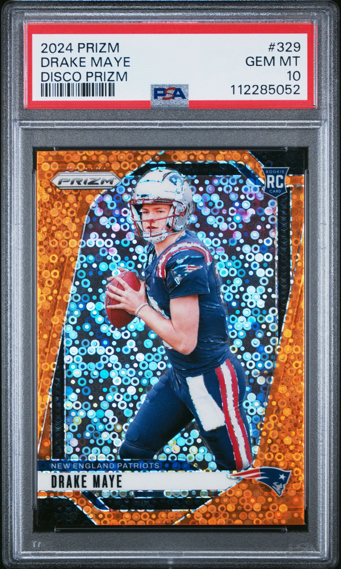 2024 Panini Prizm Drake Maye #329 (Disco Prizm) Gem Mt 10 front