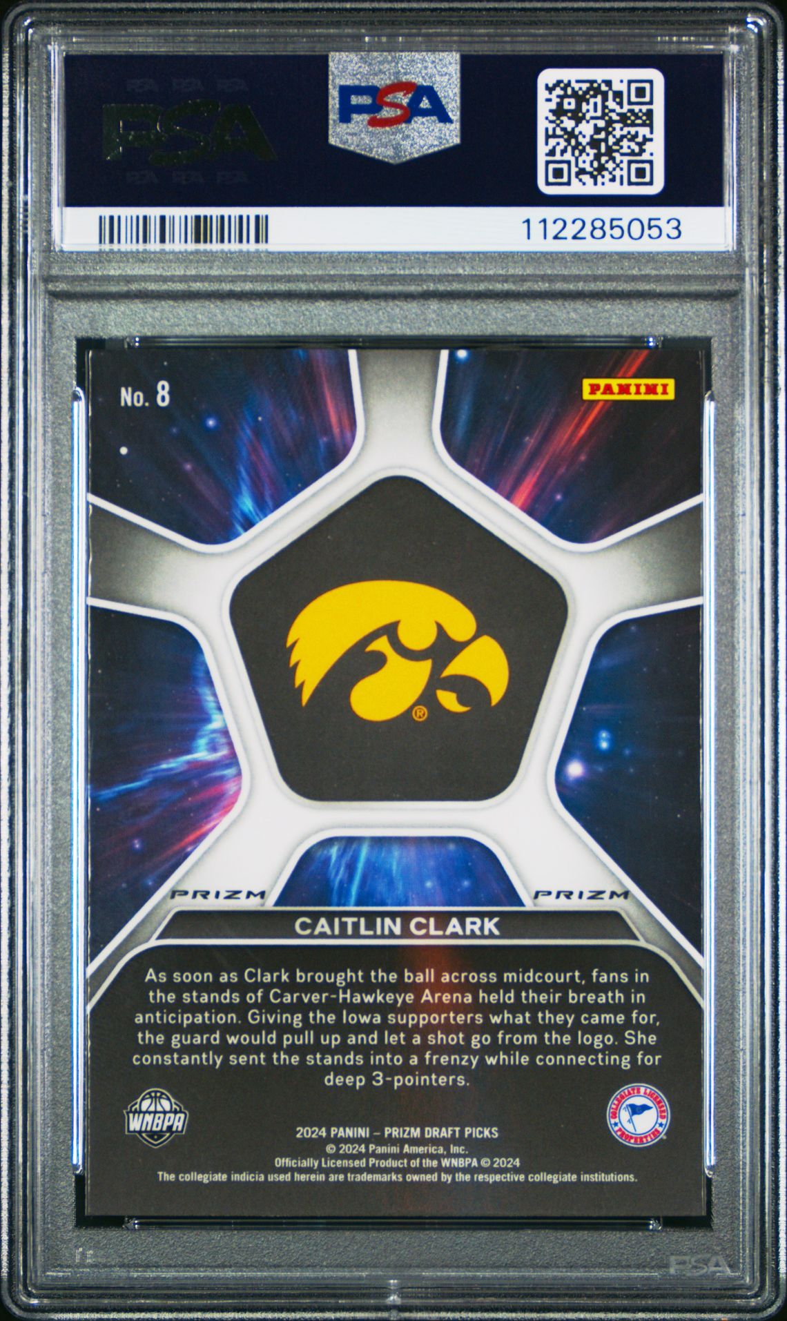 2024 Panini Prizm Draft Picks Deep Space Caitlin Clark #8 (Deep Space-Silver Prizm) Gem Mt 10 back