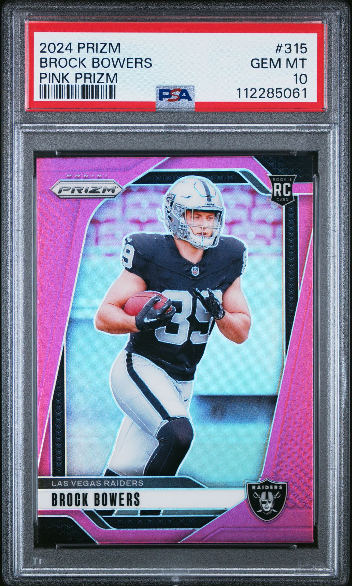 2024 Panini Prizm Brock Bowers #315 (Pink Prizm) Gem Mt 10 front