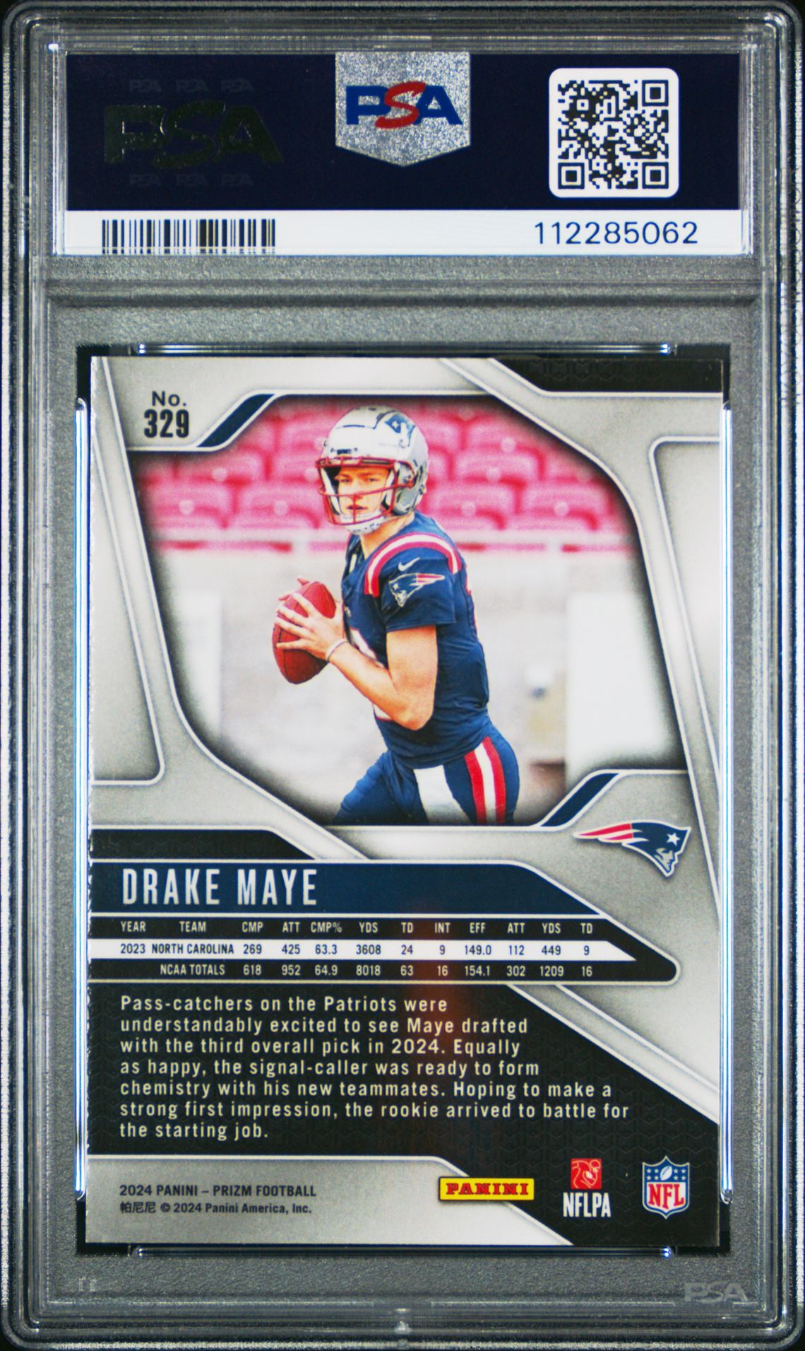 2024 Panini Prizm Drake Maye #329 Mint 9 back