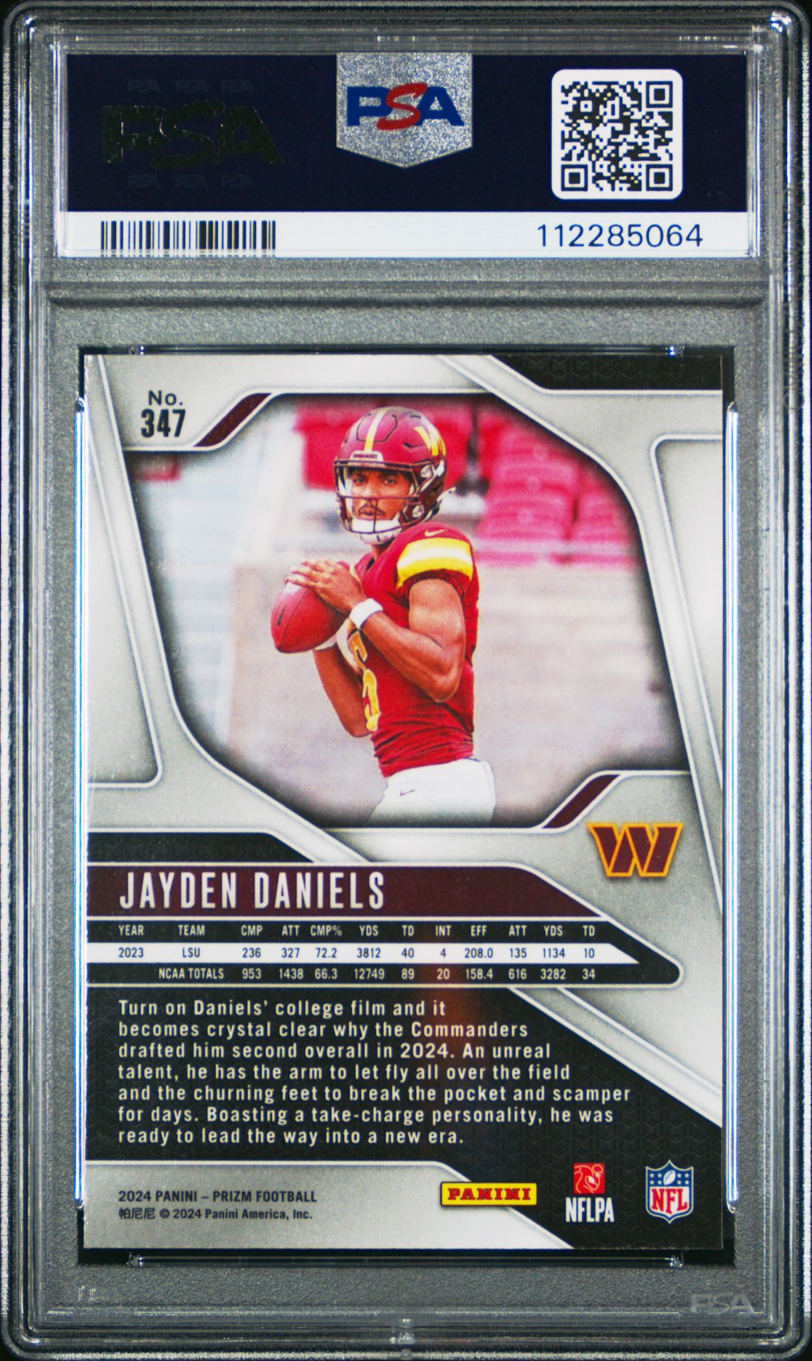 2024 Panini Prizm Jayden Daniels #347 Mint 9 back