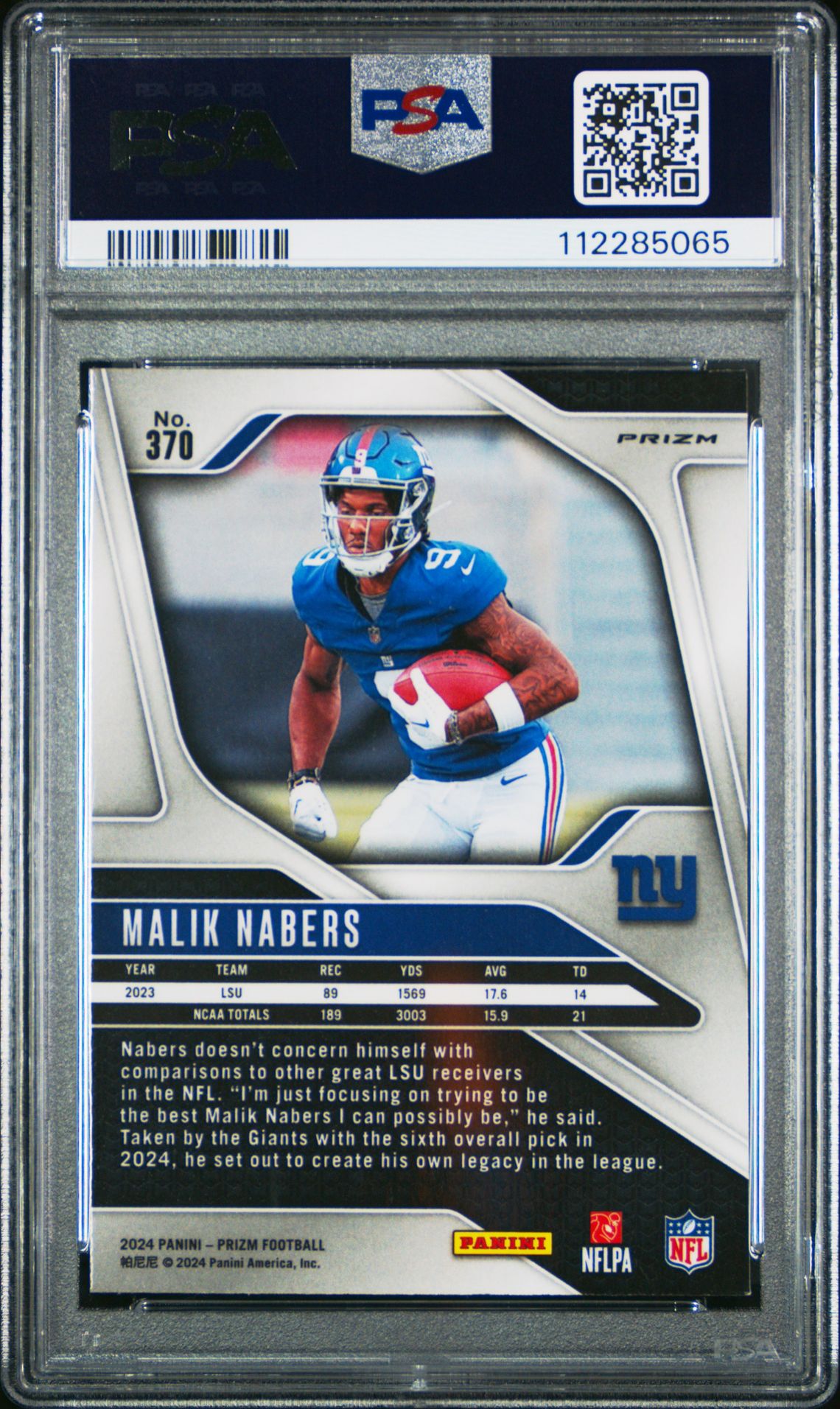 2024 Panini Prizm Malik Nabers #370 (Silver Prizm) Nm-Mt 8 back