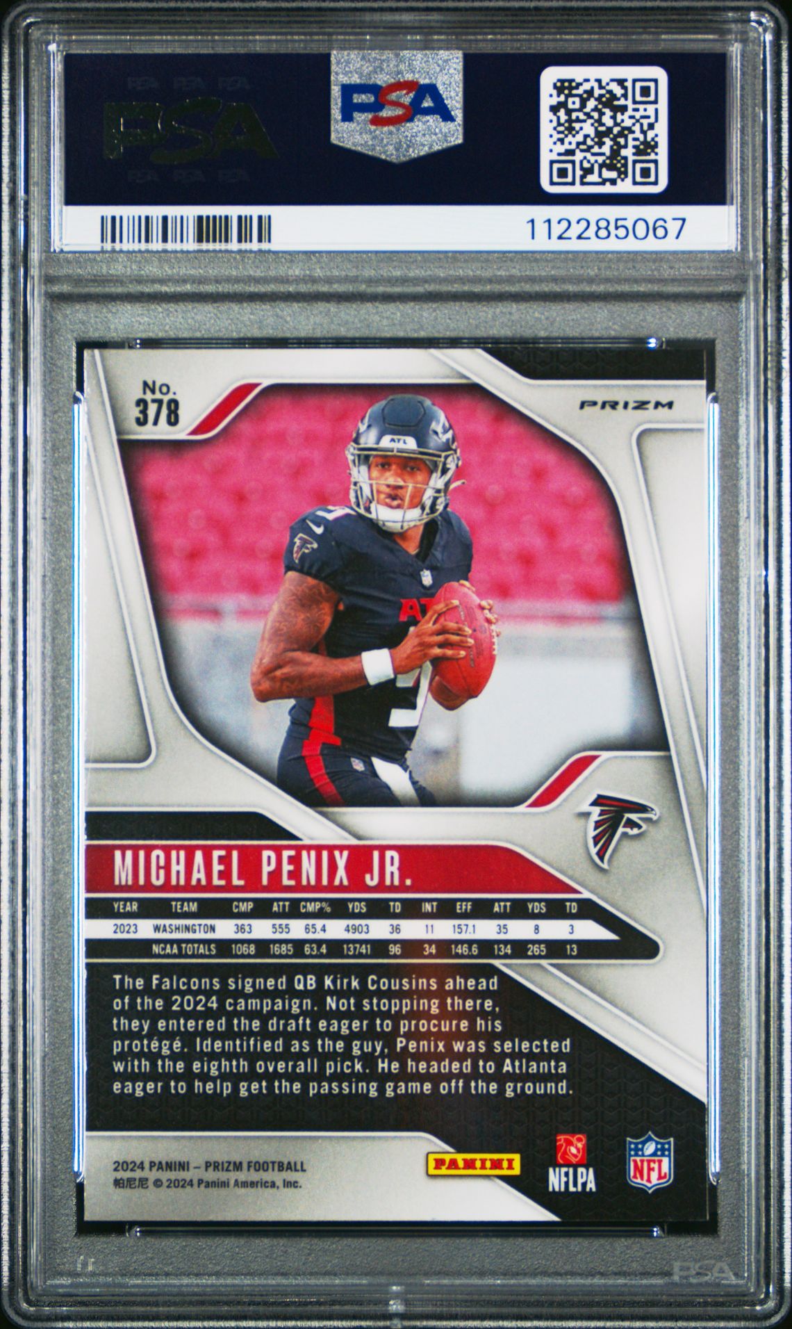 2024 Panini Prizm Michael Penix Jr. #378 (Red/White/Blue Prizm) Gem Mt 10 back