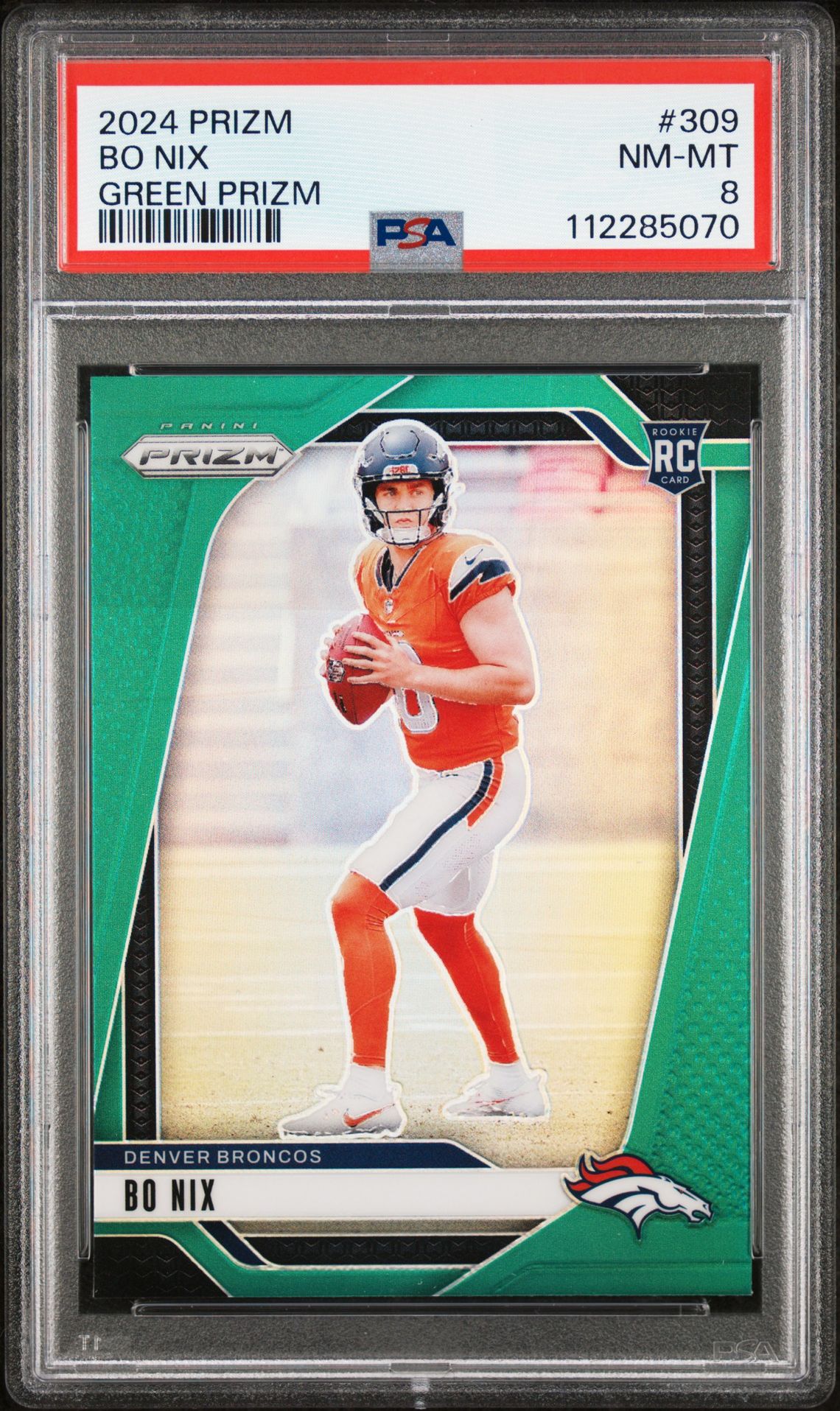 2024 Panini Prizm Bo Nix #309 (Green Prizm) Nm-Mt 8 front