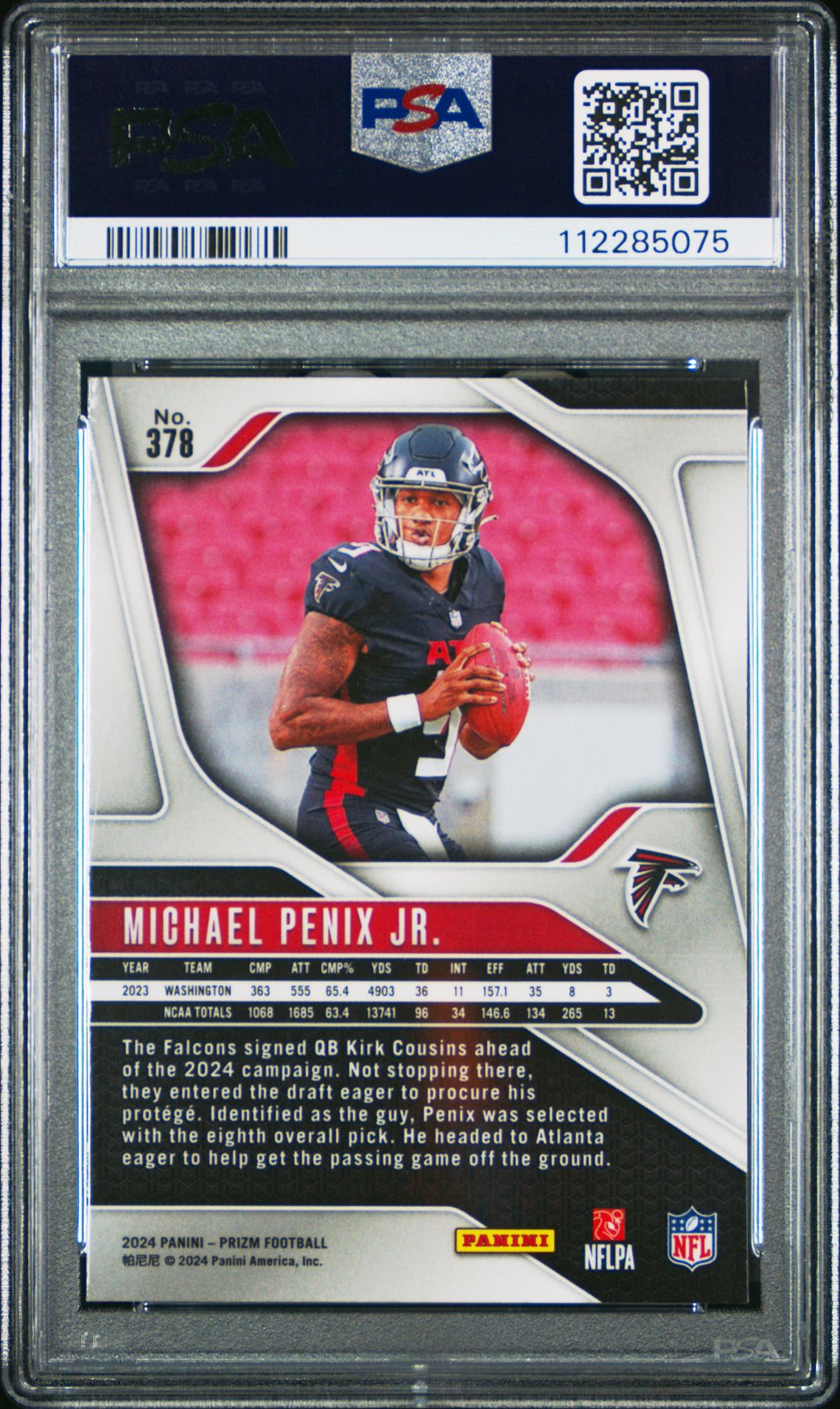 2024 Panini Prizm Michael Penix Jr. #378 Mint 9 back