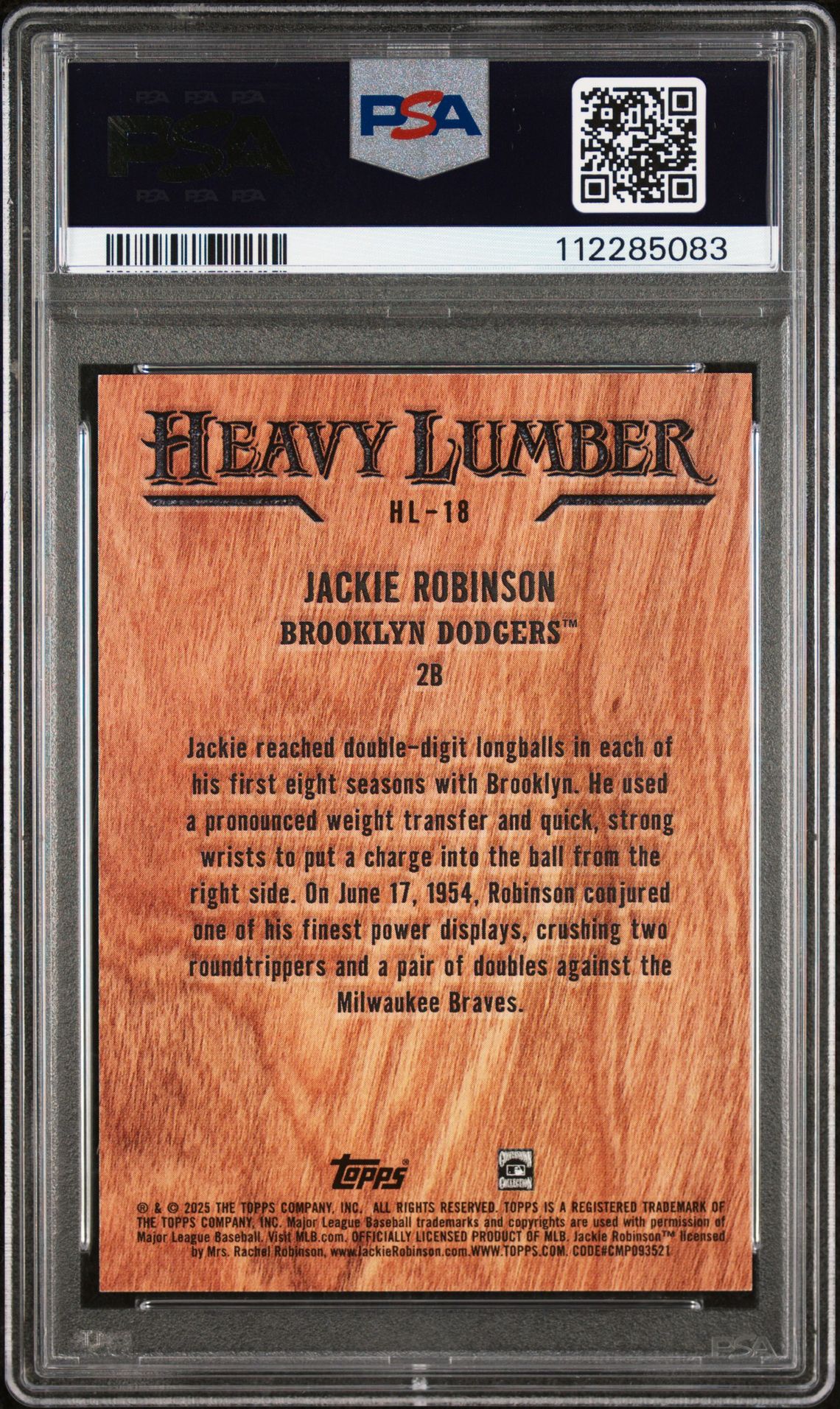 2025 Topps Heavy Lumber Jackie Robinson #Hl18 Nm-Mt 8 back