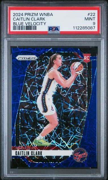 2024 Panini Prizm Wnba Caitlin Clark #22 (Blue Velocity) Mint 9 front