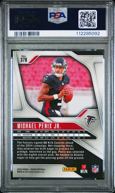 2024 Panini Prizm Michael Penix Jr. #378 Gem Mt 10 back