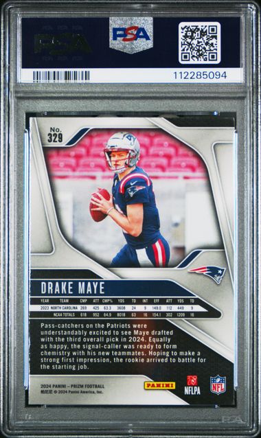 2024 Panini Prizm Drake Maye #329 Gem Mt 10 back