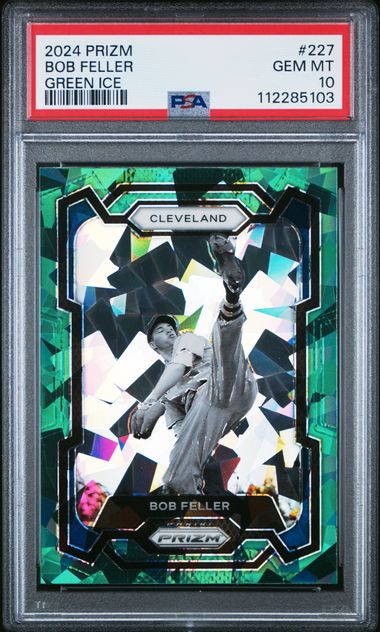 2024 Panini Prizm Bob Feller #227 (Green Ice) Gem Mt 10 front