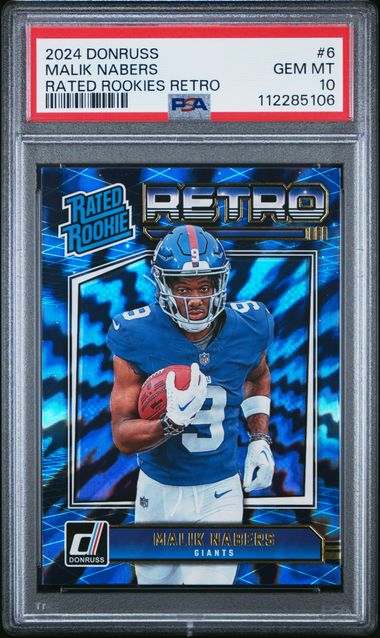 2024 Panini Donruss Rated Rookies Retro Malik Nabers #6 Gem Mt 10 front