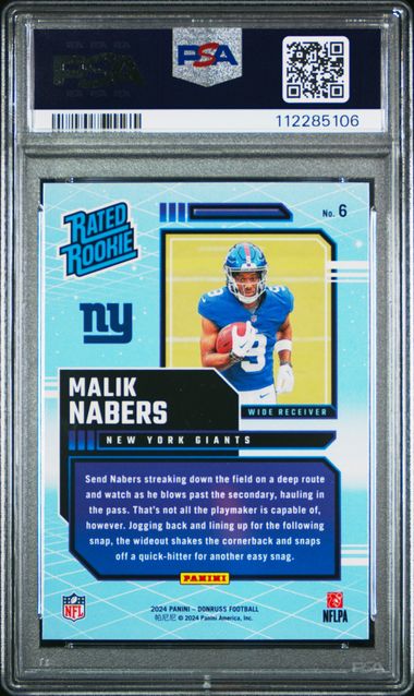 2024 Panini Donruss Rated Rookies Retro Malik Nabers #6 Gem Mt 10 back