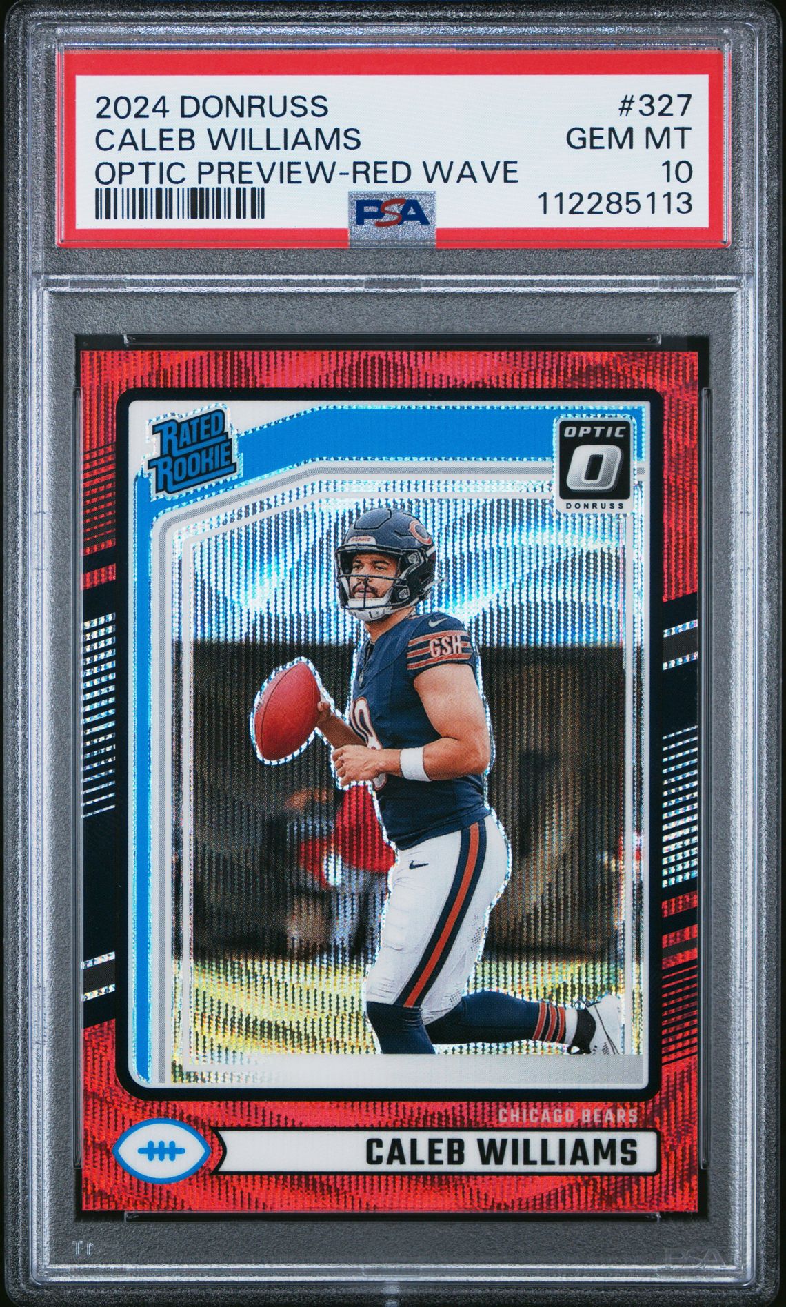 2024 Panini Donruss Caleb Williams #327 (Optic Preview-Red Wave) Gem Mt 10 front