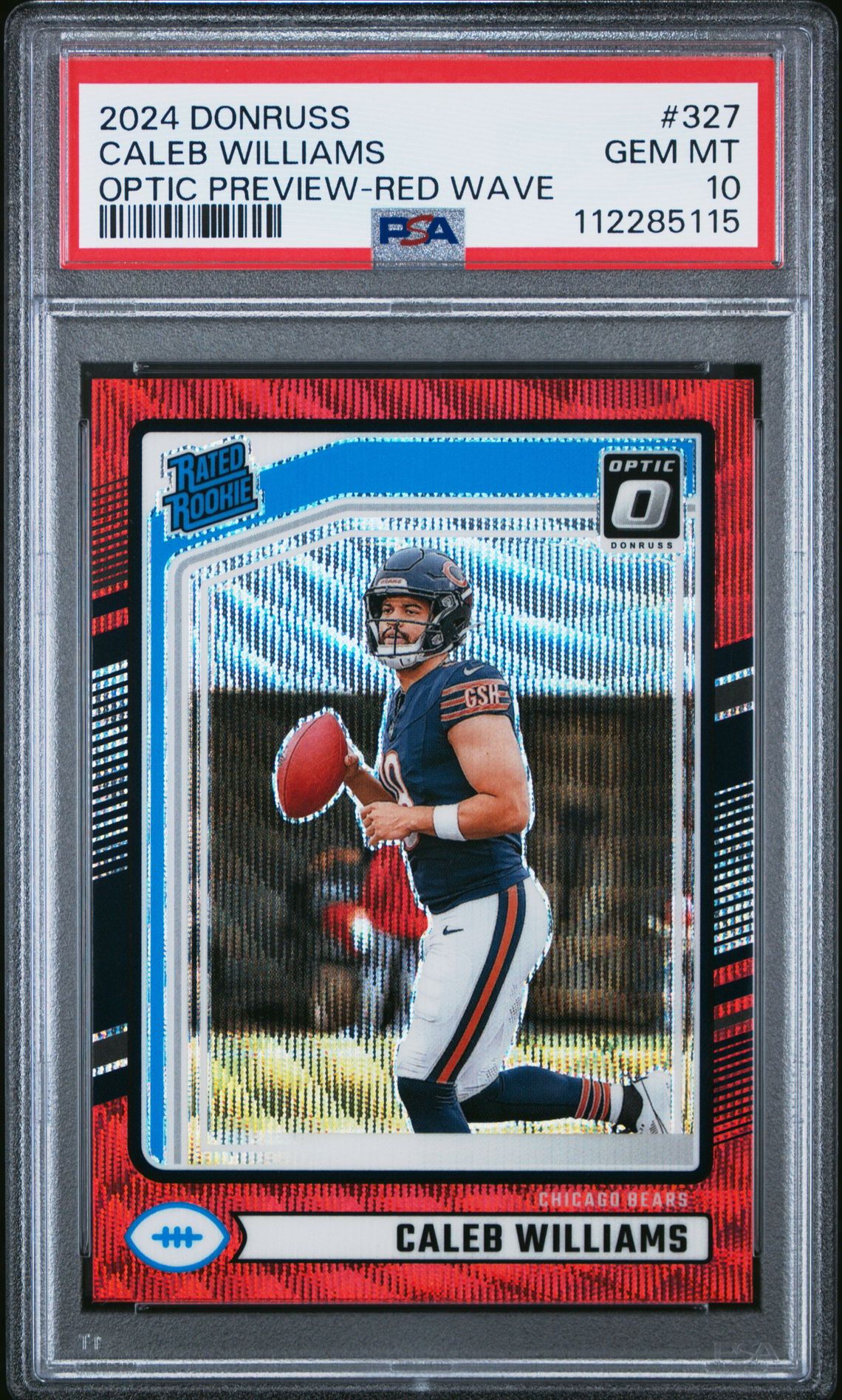 2024 Panini Donruss Caleb Williams #327 (Optic Preview-Red Wave) Gem Mt 10 front