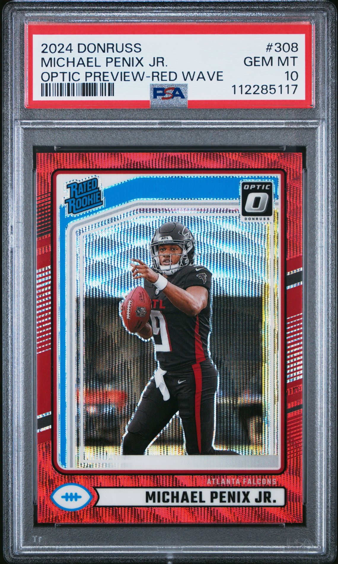 2024 Panini Donruss Michael Penix Jr. #308 (Optic Preview-Red Wave) Gem Mt 10 front