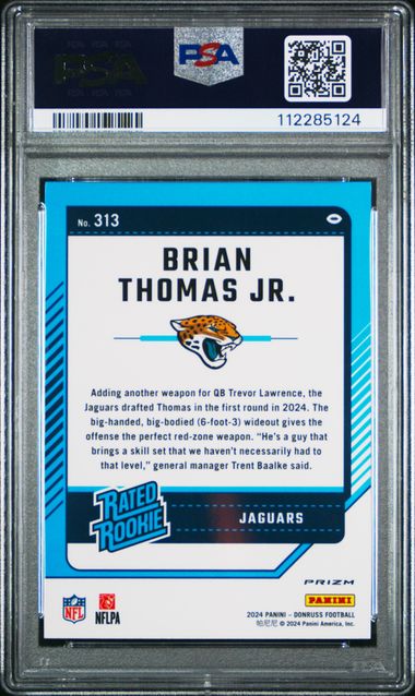 2024 Panini Donruss Brian Thomas Jr. #313 (Optic Preview-Red Wave) Gem Mt 10 back