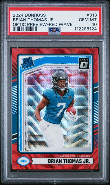2024 Panini Donruss Brian Thomas Jr. #313 (Optic Preview-Red Wave) Gem Mt 10 front