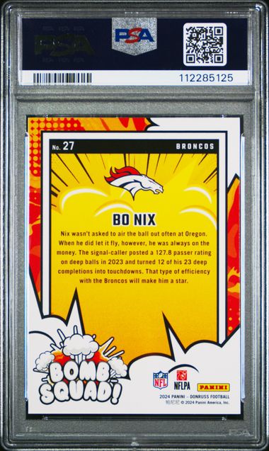 2024 Panini Donruss Bomb Squad Bo Nix #27 Mint 9 back
