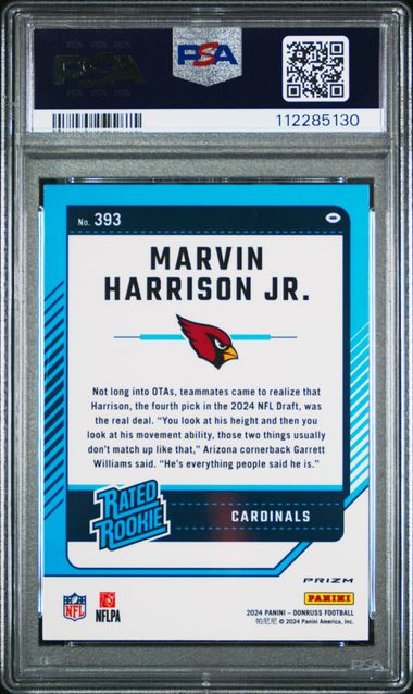 2024 Panini Donruss Marvin Harrison Jr. #393 (Optic Preview-Red Wave) Mint 9 back