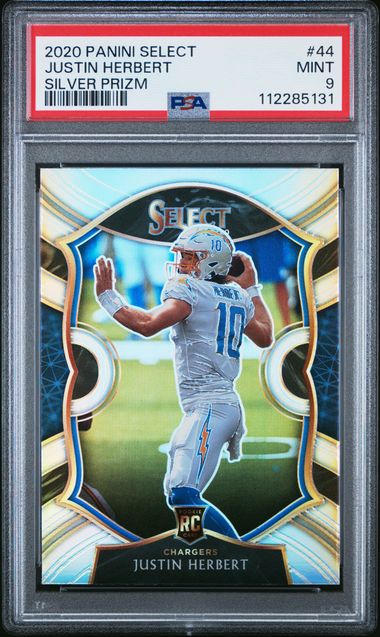 2020 Panini Select Justin Herbert #44 (Silver Prizm) Mint 9 front