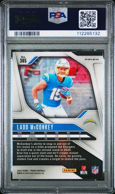 2024 Panini Prizm Ladd Mcconkey #365 (Disco Prizm) Gem Mt 10 back