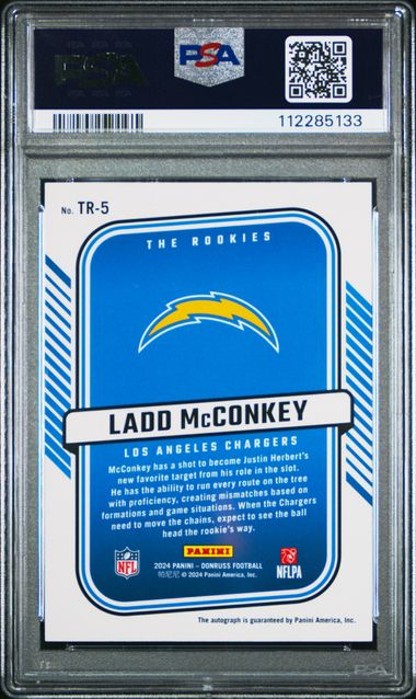 2024 Panini Donruss The Rookies Autographs Ladd Mcconkey #Tr5 Gem Mt 10 back