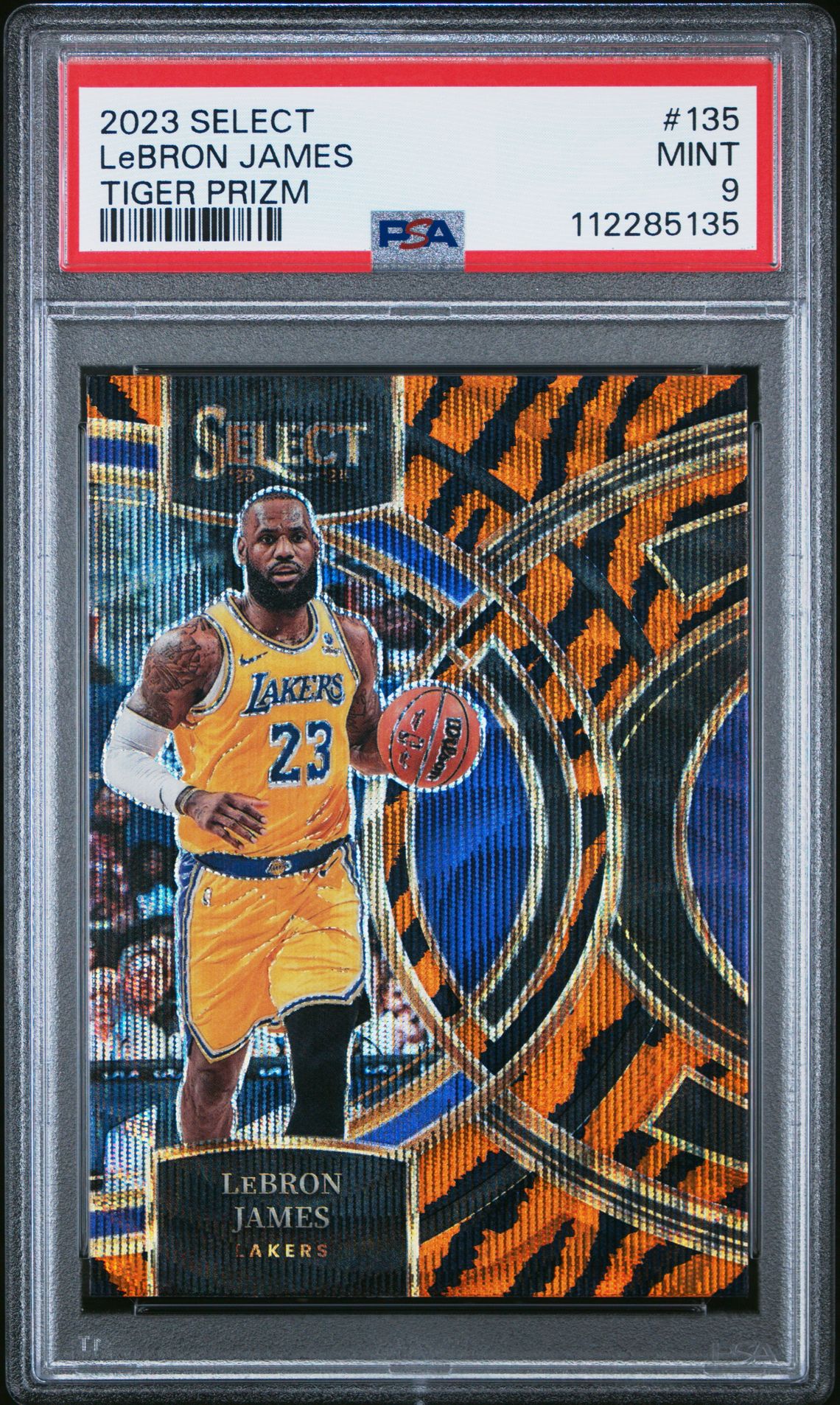 2023 Panini Select Lebron James #135 (Tiger Prizm) Mint 9 front