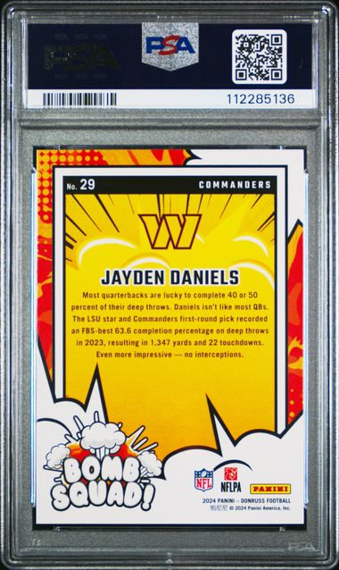 2024 Panini Donruss Bomb Squad Jayden Daniels #29 Mint 9 back