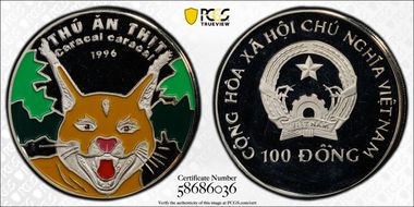 1996 100 D Caracal Colorized KM-48  Ag PR65DCAM