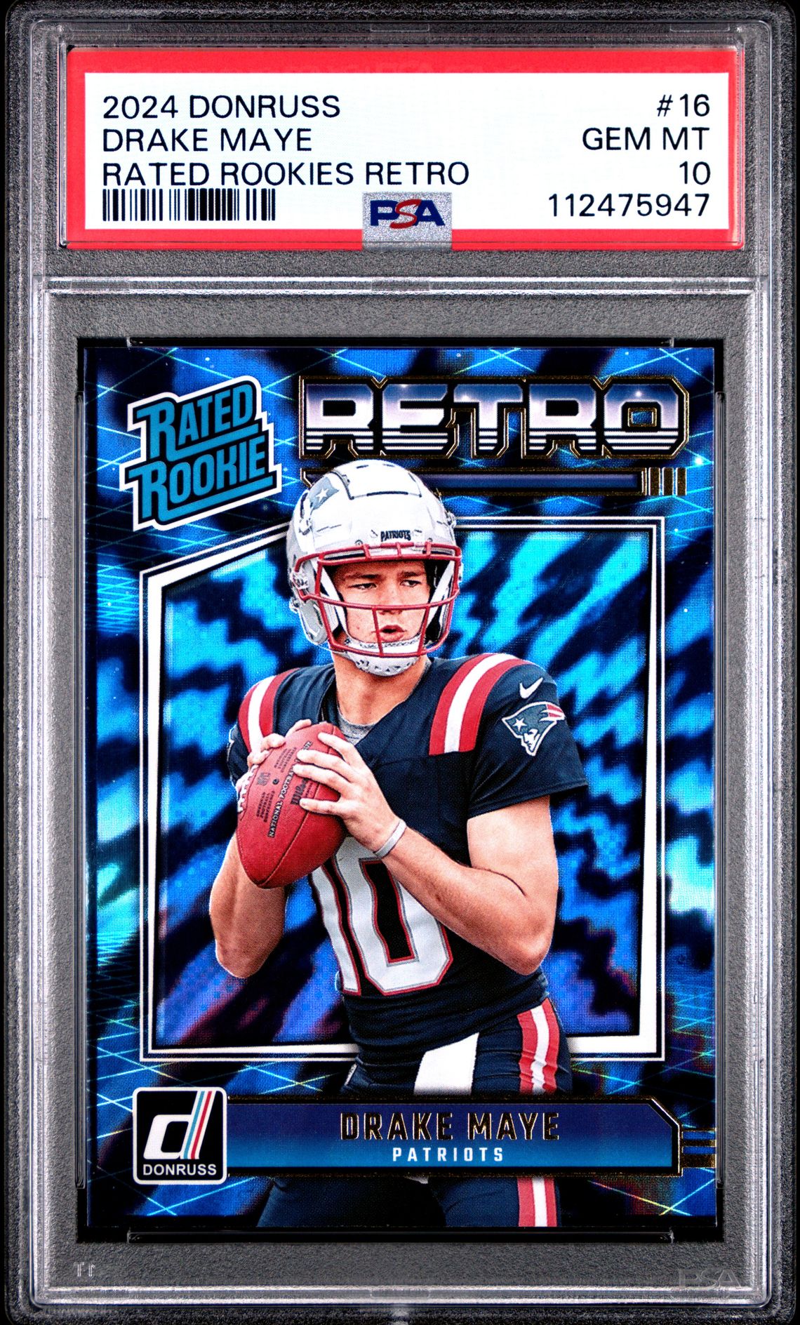 2024 Panini Donruss Rated Rookies Retro Drake Maye #16 Gem Mt 10 front