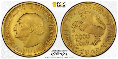 1923 10K Mk Jaeger-N20b Notgeld MS65