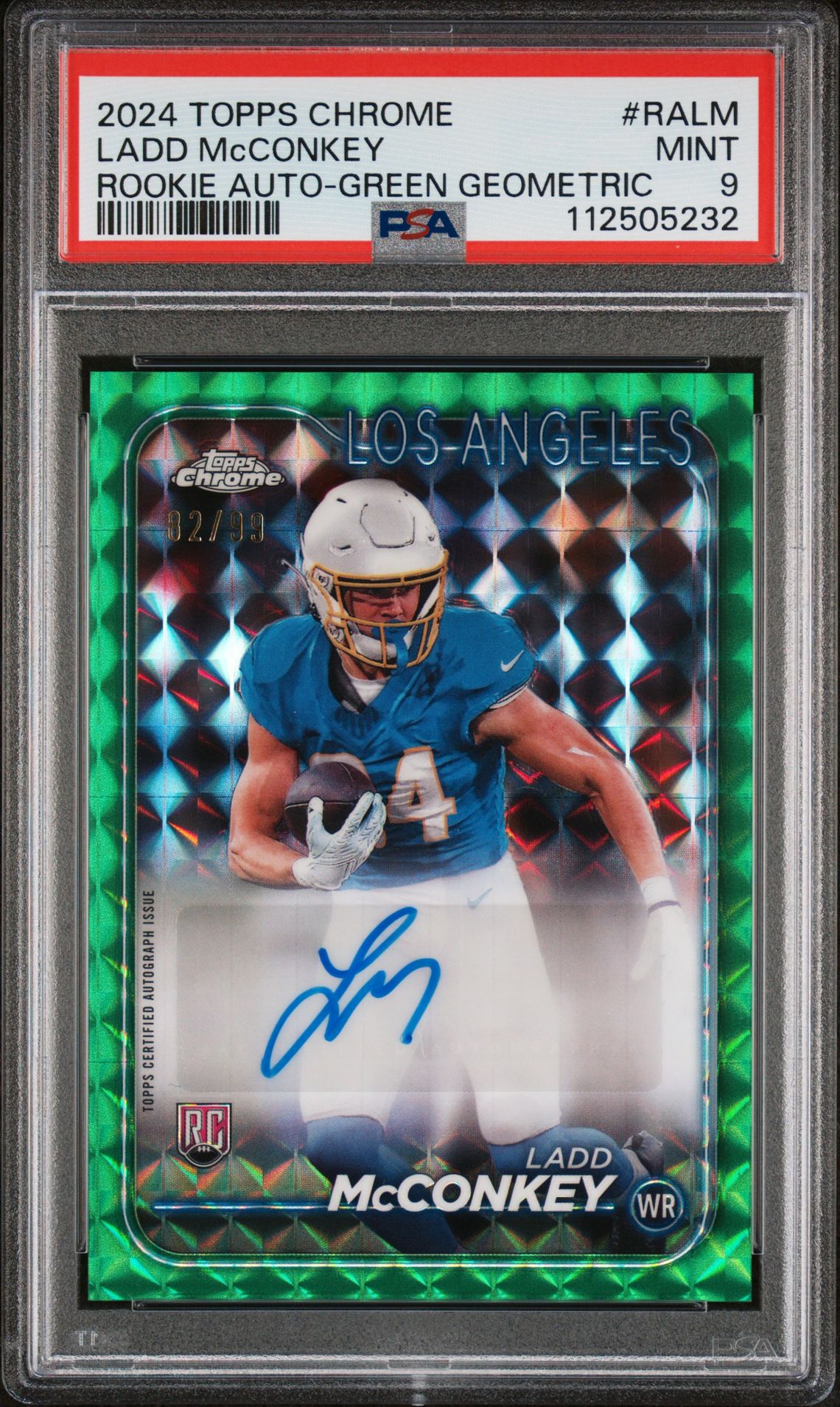 2024 Topps Chrome TOPPS CHROME ROOKIE AUTOGRAPHS VARIATIONS GREEN GEOMETRIC #RALM Ladd Mcconkey front