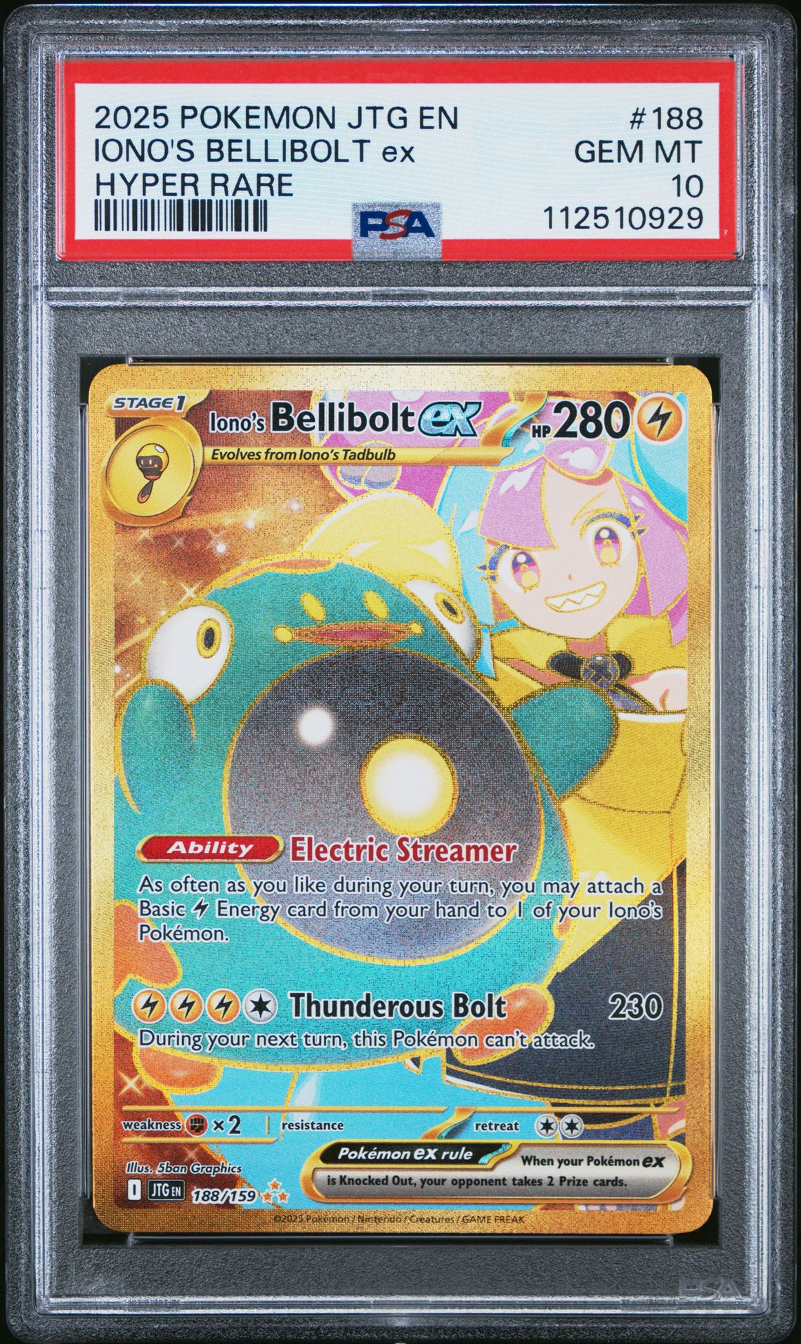 2025 Pokemon POKEMON JTG EN-JOURNEY TOGETHER HYPER RARE #188 Iono's Bellibolt EX front