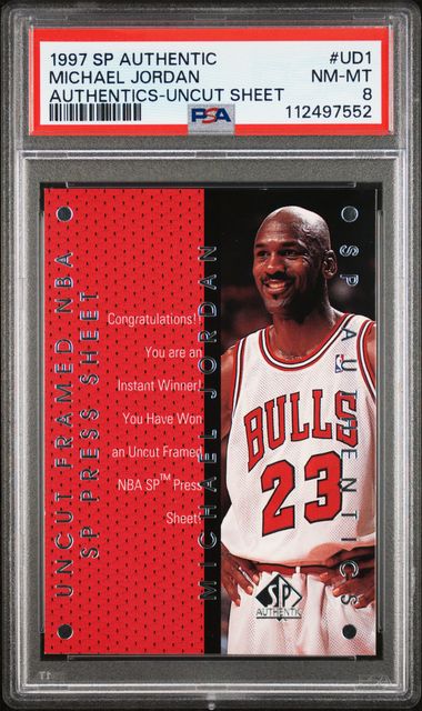 1997 Upper Deck SP Authentic AUTHENTICS-UNCUT SHEET #UD1 Michael Jordan front