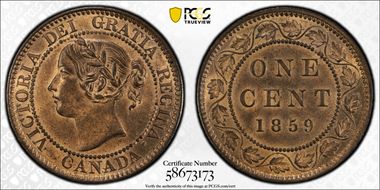 1859 1C Narrow 9 MS64RB