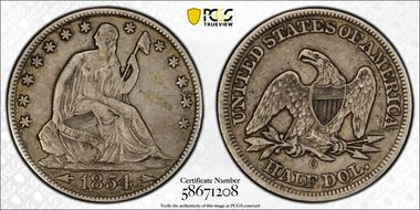 1854-O 50C XF40
