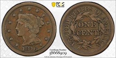 1846 1C Small Date VF35BN