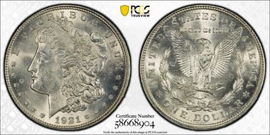 1921 $1 Morgan MS63