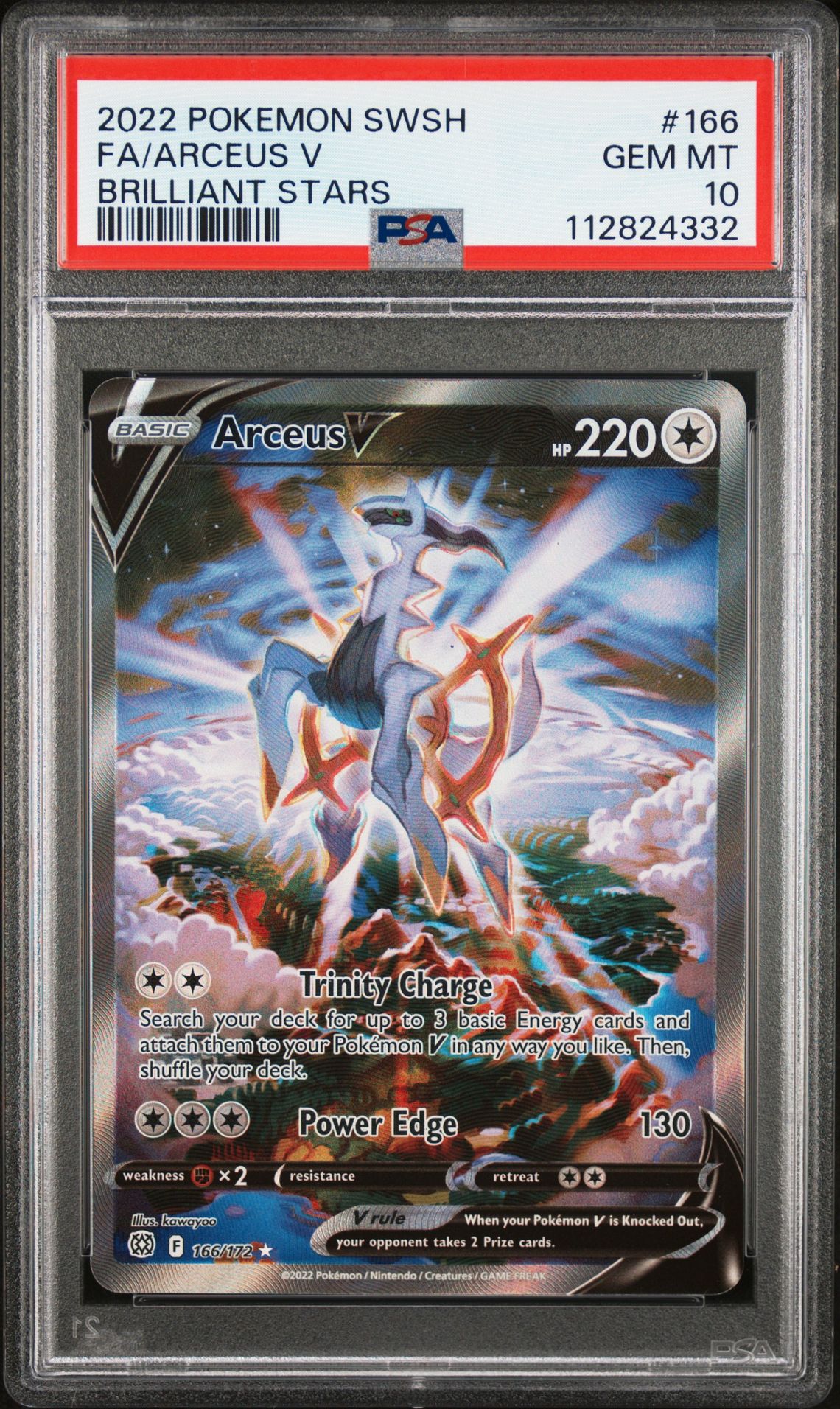 2022 Pokemon Sword & Shield Brilliant Stars Fa/Arceus V #166 (Brilliant Stars) Gem Mt 10 front
