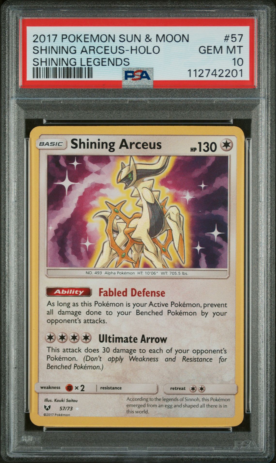 2017 Pokemon POKEMON SUN & MOON SHINING LEGENDS #57 Shining Arceus-Holo front