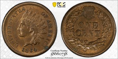 1864 1C L on Ribbon MS62BN