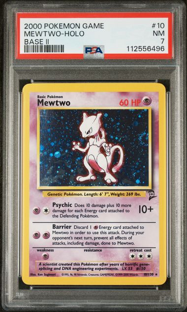 2000 POKEMON GAME BASE II #10 MEWTWO-HOLO BASE II (PSA 7) (PSA 7) – 112556496