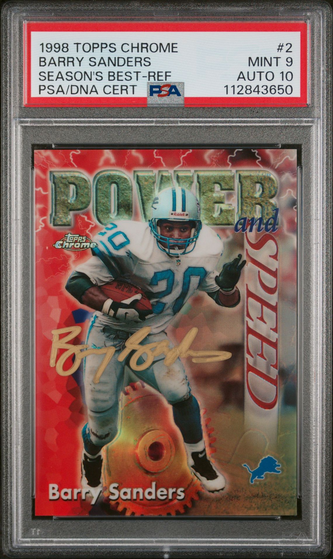 1998 Topps TOPPS CHROME SEASON'S BEST REFCertificationPrimary Signer (1 Signer)BARRY SANDERS #2 Barry Sanders front