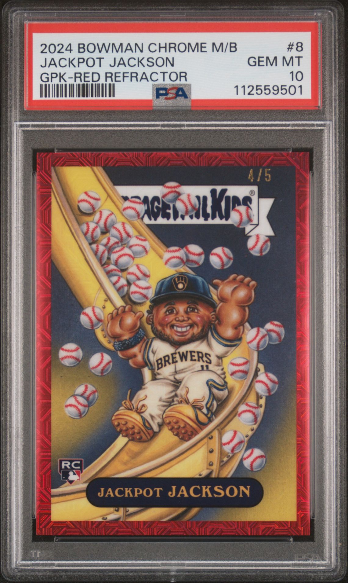 2024 Bowman Chrome BOWMAN CHROME MEGA BOX BOWMAN GPK RED REFRACTOR #8 Jackpot Jackson front
